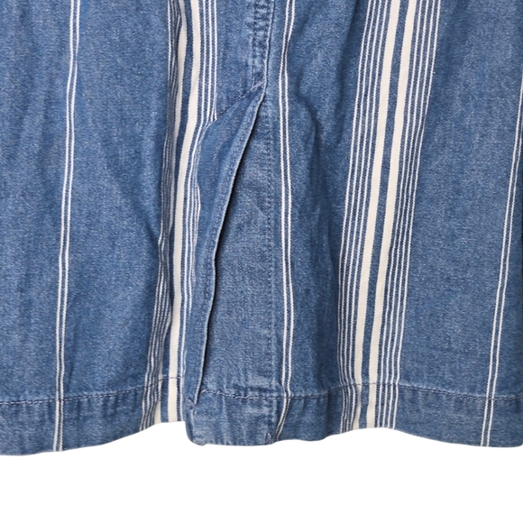 J Crew Denim Womens Striped Cotton Button Front Belted Jean Jacket Size XS - Picture 7 of 10